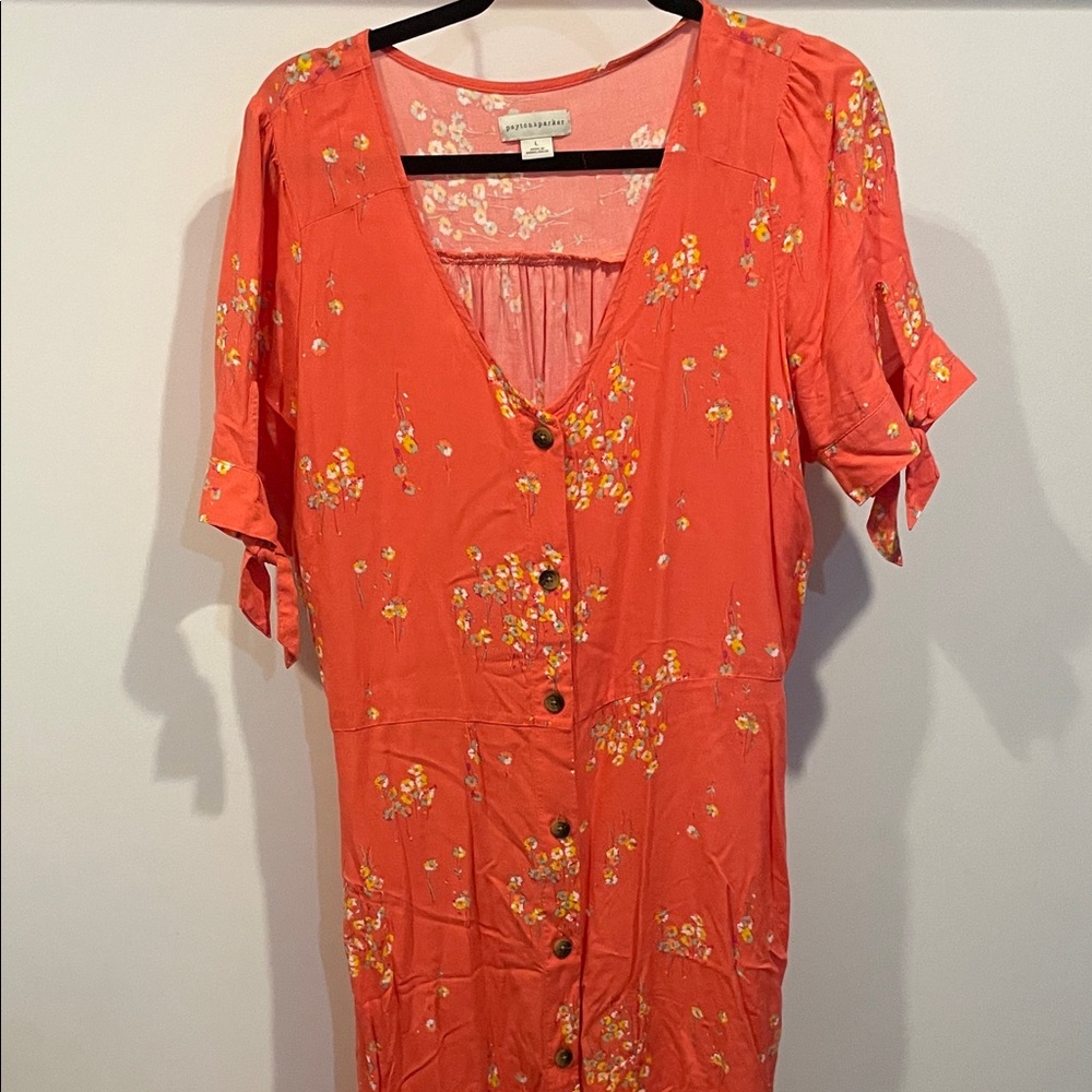 Anthropologie Orange Floral Dress
